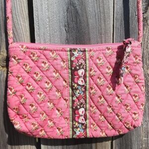 Vintage 90s Vera Bradley Coquette Pink Floral Quilted Cute Mini Crossbody Bag